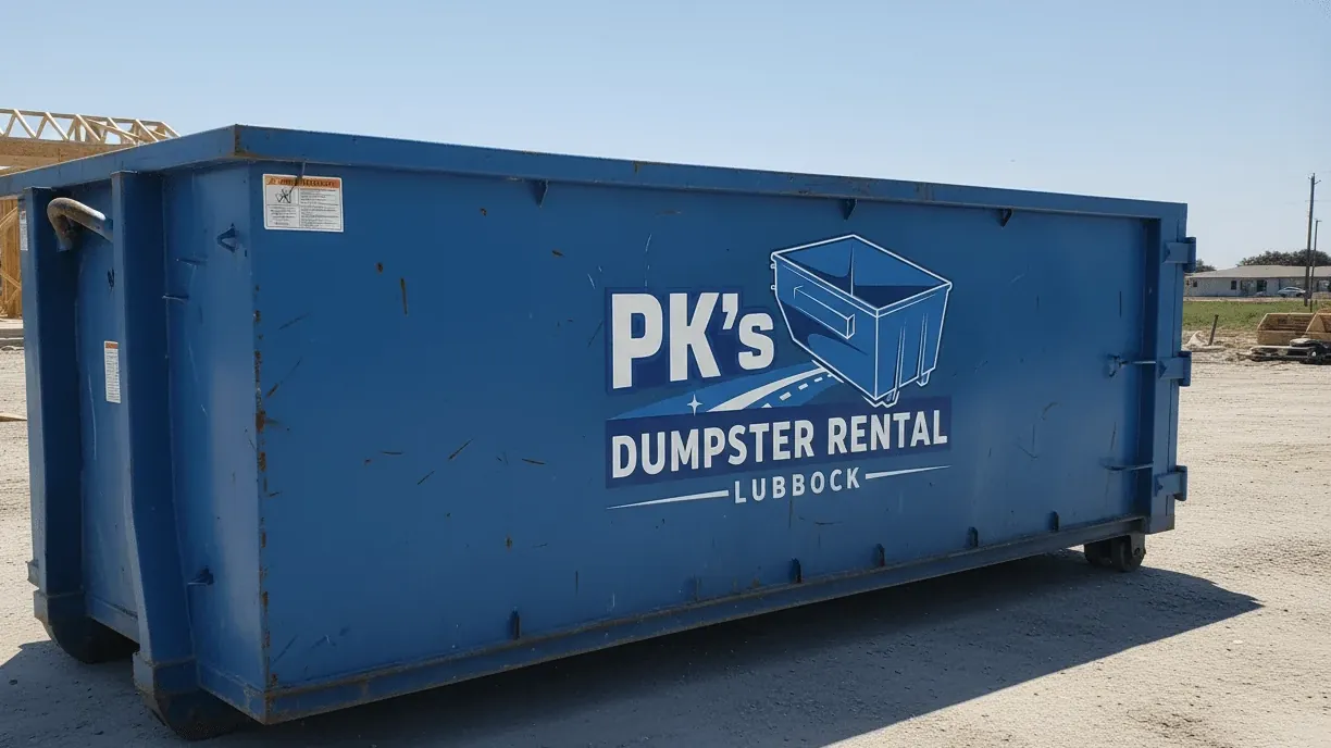 Heavy debris container loaded with concrete and masonry in Lubbock, Texas